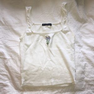 Brandy Melville Lavender Embroidered Top